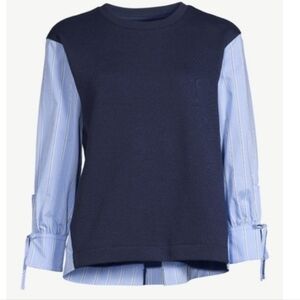 Navy and Light Blue Women's Top